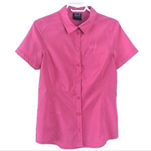 Jack Wolfskin uv shield hiking outdoor button down shirt top bright pink xs A10